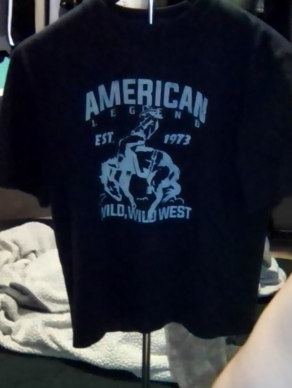 wild fable Black Tee with Light Blue Western Graphic